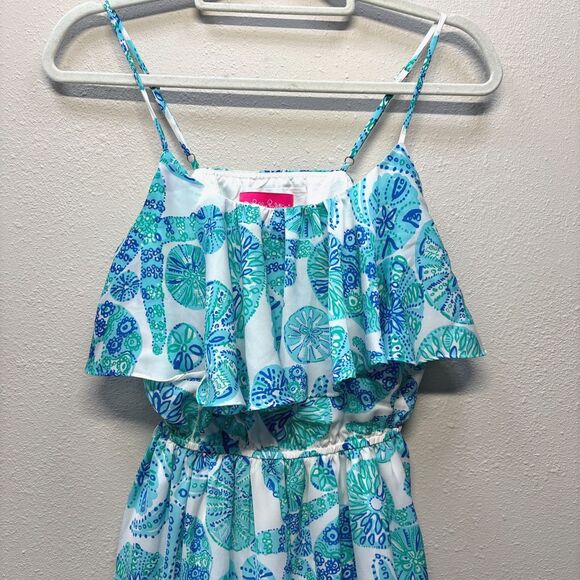 Lilly Pulitzer Target Sea Urchin For You Ruffle Blue Seashell Dress Lined S/P - Picture 3 of 8